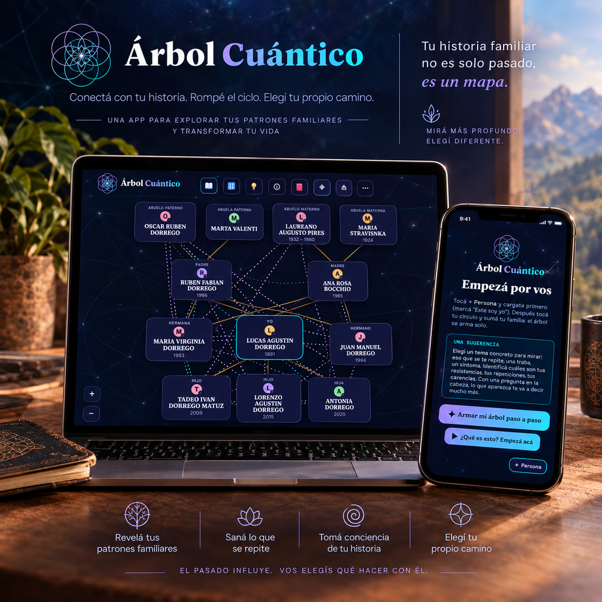 Árbol Cuántico — Mapa de Patrones Familiares (App Digital)